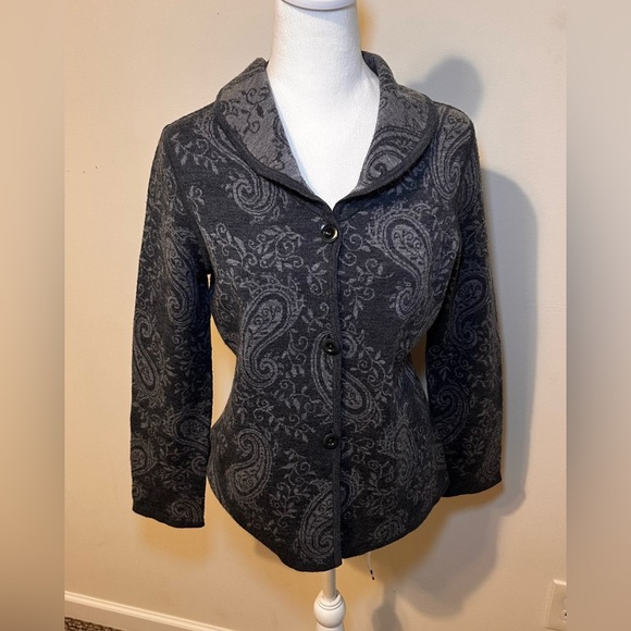Pendleton Petite Women’s 100% Merino Paisley Wool Cardigan Size Medium - Picture 1 of 6